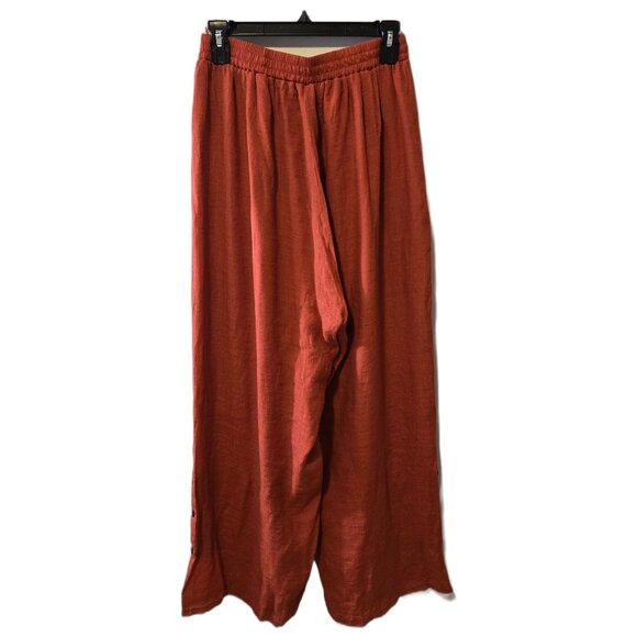 Casa Donna Red Wide Leg Pants Flowy Elastic Waist Boho Festival Relaxed Sz L - Picture 6 of 7